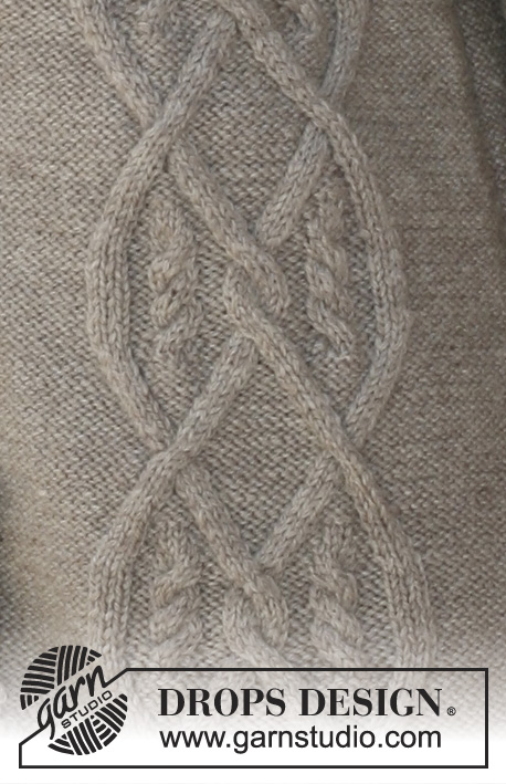 DROPS 107-11 - Rozpinany sweter na drutach, ze wzorem irlandzkim, z włóczki DROPS Karisma – Od S do XXXL