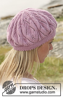 La Fleur / DROPS 108-3 - DROPS beret with lace pattern in ”Alpaca”.