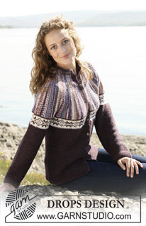 Sweet Georgia / DROPS 108-34 - DROPS jacket in ”Alpaca” and ”Fabel” in garter st with star pattern border. Size S - XXXL.
