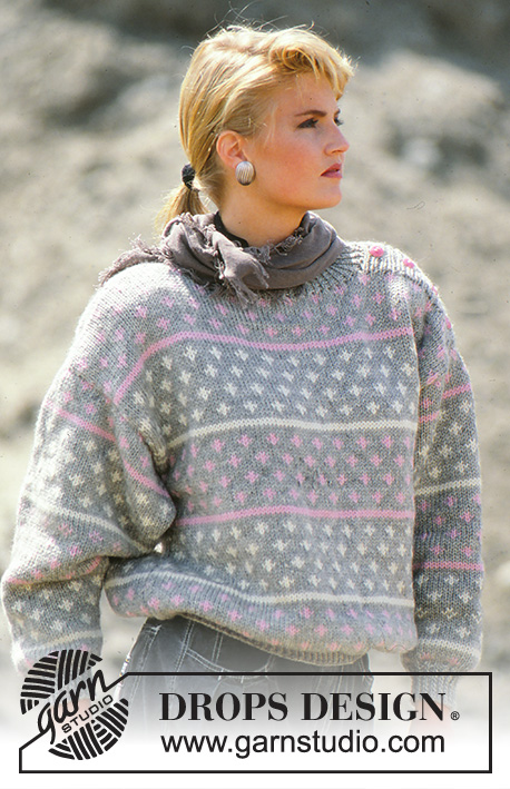 Stars in the Fog / DROPS 11-1 - Sweter na drutach, z żakardem, z włóczki DROPS Alaska.