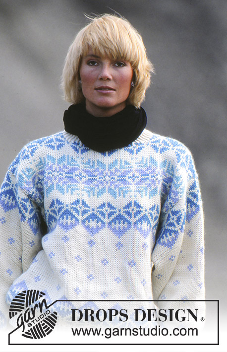 Winter Crystals / DROPS 11-10 - Sweter na drutach z włóczki DROPS Alaska, z żakardem norweskim. Od S do L.