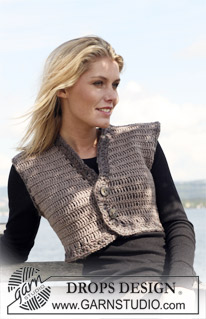 DROPS 110-27 - Crochet DROPS waistcoat in ”Karisma” with borders in ”Snow”. Yarn alternative ”Merino” and ”Snow”. Size S - XXXL.