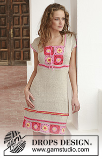 Crazy in Love / DROPS 113-1 - DROPS dress in ”Muskat” with crochet squares. Size S - XXXL.