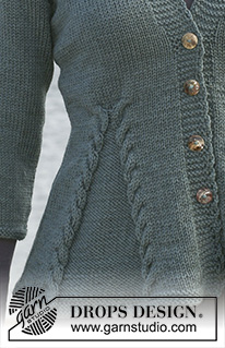 Keira / DROPS 115-1 - Knitted DROPS Jacket with cables in ”Karisma” with 3/4 or long sleeves. Size S – XXXL.