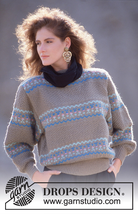 DROPS 12-20 - DROPS sweater i Camelia med nordisk mønster og perlestrik