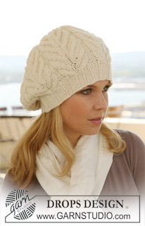 Mirtha / DROPS 123-20 - Knitted DROPS Basque hat in ”Nepal” with cables.   