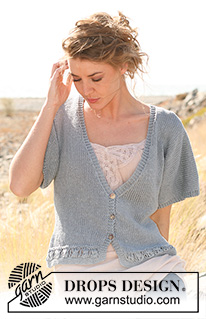 Macy May / DROPS 129-31 - Knitted DROPS jacket with short sleeves in Bomull-Lin. Size: S - XXXL.