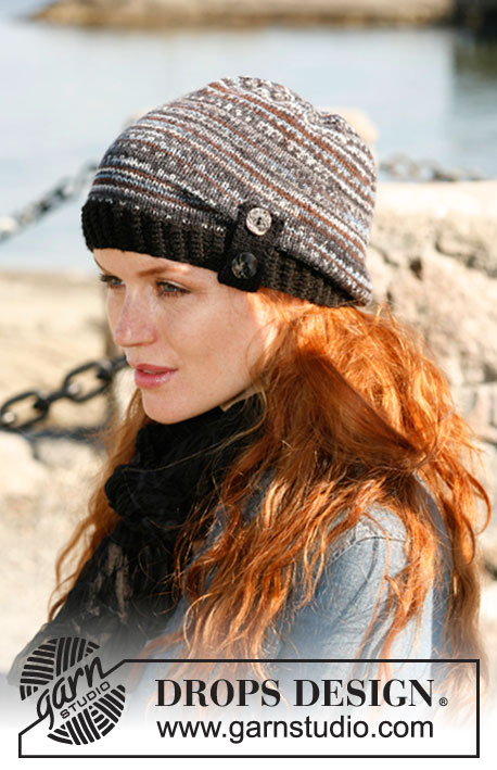 Rebecca / DROPS 134-28 - Knitted DROPS woman's hat in ”Fabel”.