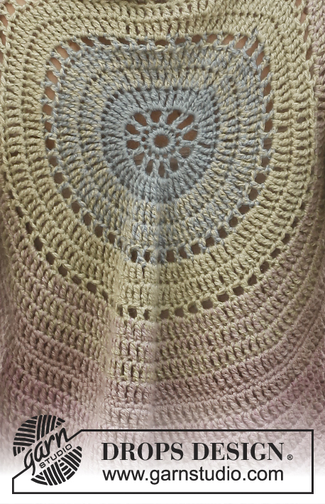Summer Circle / DROPS 136-1 - Crochet DROPS jacket worked in a circle in 2 strands ”BabyAlpaca Silk”. Size: S - XXXL.