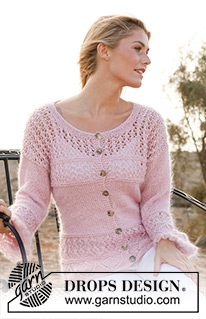 Lacy Dream / DROPS 137-18 - Knitted DROPS jacket in ”BabyAlpaca Silk” and ”Kid-Silk” with lace pattern. Size: XS - XXXL.