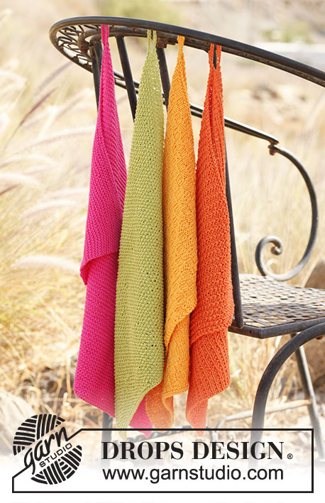 Summer Spices / DROPS 139-37 - DROPS pletené ručníky z různých vzorů z příze „Safran“. 