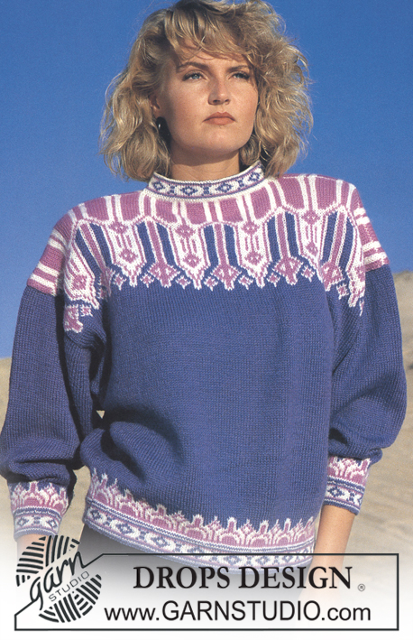 DROPS 14-5 - Sweter na drutach, z orientalnym żakardem, z włóczki DROPS Alpaca. Od S do L.