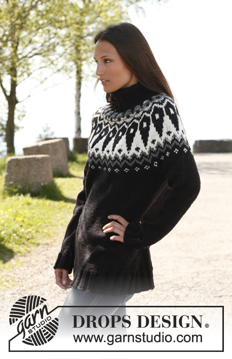 Nordic Urban / DROPS 140-11 - Knitted DROPS jumper with round yoke in pattern in 1 thread ”Big Fabel” or 2 threads Fabel. Size: S - XXXL.