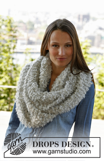 Cozy Winter / DROPS 140-41 - Knitted DROPS neck warmer in garter st in 1 thread ”Puddel” or 2 threads Alpaca Boucle.