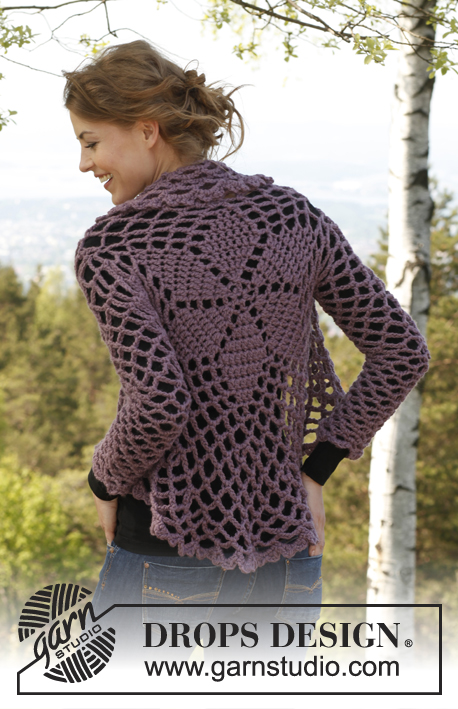 Dalie Delight / DROPS 141-1 - Crochet DROPS jacket worked in a circle in ”Andes”. 
Size: XS - XXXL.