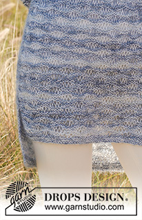 Summer skies / DROPS 145-11 - Knitted DROPS jumper in garter st with dropped sts
in ”Kid-Silk” and “BabyAlpaca Silk”. Size S - XXXL