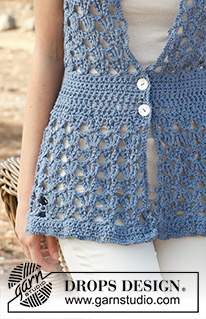 Leona / DROPS 145-4 - Crochet DROPS vest with fan pattern in ”Paris”. Size S-XXXL.
