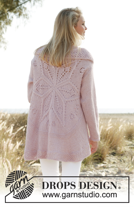 Daybreak / DROPS 148-1 - Knitted DROPS jacket worked in a circle with lace pattern in Alpaca and Kid-Silk. Size: S - XXXL.