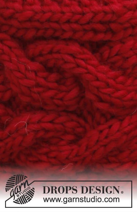 Little Red Riding Slippers / DROPS 150-4 - Prjónaðar tátiljur með köðlum úr DROPS Snow. Stærð 35 -42