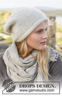 Gotland / DROPS 150-43 - Knitted DROPS roll edge hat in ”Alpaca” and ”Kid-Silk”. 