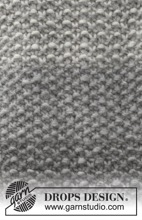 Grey Sunset Sweater / DROPS 150-44 - Pull raglan DROPS avec rayures au point de riz, et col amovible, en ”Snow”. Du S au XXXL.