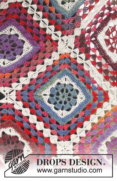 Summer Nights / DROPS 150-49 - Crochet DROPS blanket in ”Delight” and “Fabel”.