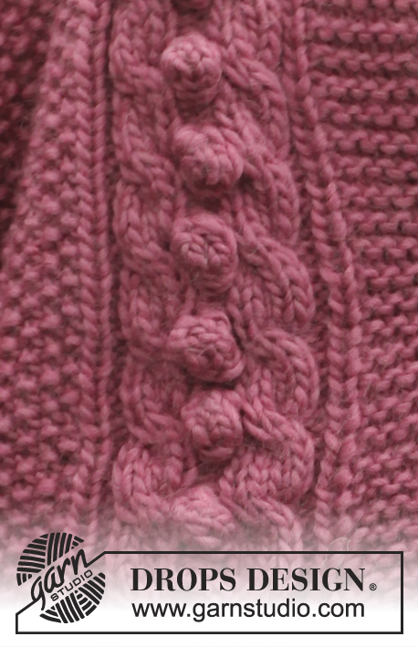 Bouton de Rose / DROPS 151-19 - Knitted DROPS jacket in seed st with cables and shawl collar in ”Andes”. Size: S - XXXL.