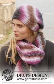 Candy Crush Set / DROPS 151-20 - Set consists of: Knitted DROPS hat and scarf in garter st in ”Big Delight”.