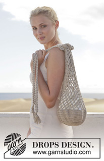 On The Beach / DROPS 153-38 - Crochet bag/tote bag with lace pattern in DROPS Bomull-Lin or DROPS Paris.