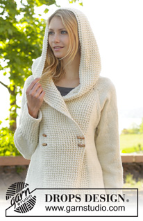 Snow Princess / DROPS 156-1 - Knitted DROPS jacket with raglan, hood and bamboo pattern, worked top down in ”Nepal”. Size: S - XXXL.
