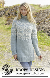 Eir / DROPS 156-12 - Knitted DROPS jumper with Norwegian pattern and round yoke, worked top down in Nepal. Size: S - XXXL.