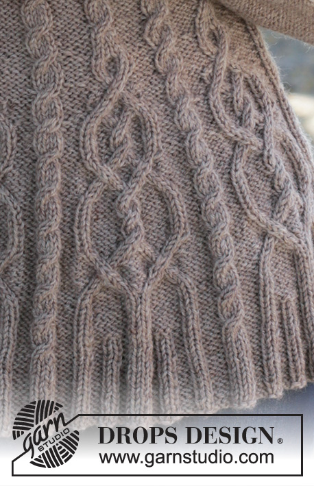 Alana / DROPS 156-19 - Kötött Drops pulóver csavart mintával és raglán szabással Karisma fonalból. S-XXXL méretben