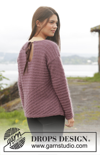 Sonata / DROPS 156-20 - Knitted DROPS jumper in garter st with texture in ”Alpaca” and ”Kid-Silk”. Size: S - XXXL.