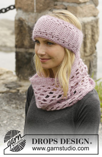 Autumn Damask / DROPS 156-23 - Crochet DROPS head band and neck warmer in ”Karisma” and ”Kid-Silk”.