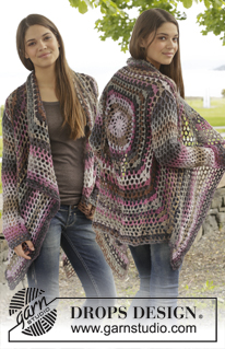 Around the World / DROPS 156-42 - Crochet DROPS jacket with lace pattern in ”Big Delight”. Size: S - XXXL