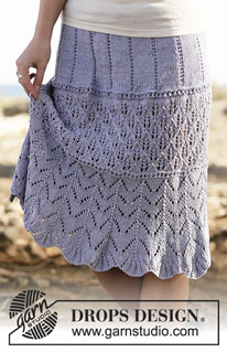 Spring Break / DROPS 161-19 - Knitted DROPS skirt with lace pattern in ”Muskat” or Belle. Size S-XXXL.