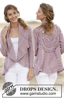 Ros / DROPS 162-11 - Crochet DROPS jacket worked in a circle with lace pattern in ”Cotton Viscose”. Size: S - XXXL.