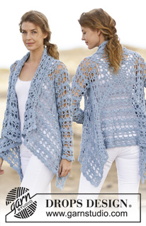 Spring Bliss / DROPS 162-5 - Crochet DROPS jacket with lace pattern in ”Paris”. Size: S - XXXL.