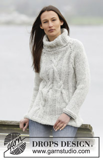 Frostbite / DROPS 164-12 - Knitted DROPS jumper with cables and raglan in 1 thread Cloud or 2 threads Air. Size: S - XXXL.