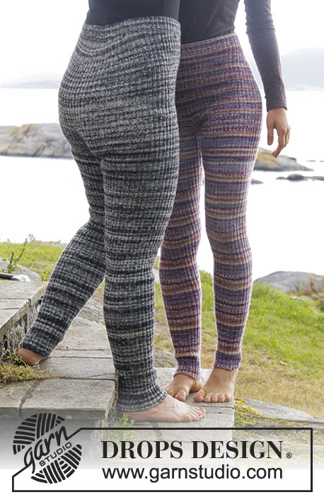 So Cosy / DROPS 165-32 - Knitted DROPS tights with rib in Fabel. Size: S - XXXL.