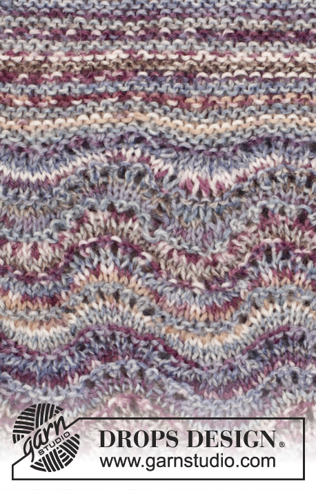 Arctic Ocean Sweater / DROPS 165-35 - Strikket DROPS bluse i ”Fabel” med bølgemønster, retstrik og raglan. Str S - XXXL.