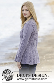 Blossom Lane / DROPS 165-48 - Knitted DROPS jacket with cables and shawl collar in ”Karisma”. Worked top down. Size: S - XXXL.