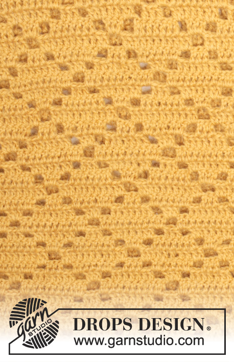 Vintage Honeycomb / DROPS 166-17 - Virkad DROPS kofta i ”Alpaca” med hålmönster i rutor och sjalkrage. Stl S - XXXL.