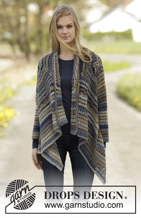 Autumn Delight / DROPS 166-22 - Crochet DROPS jacket worked in a square in Delight. Size: S - XXXL.