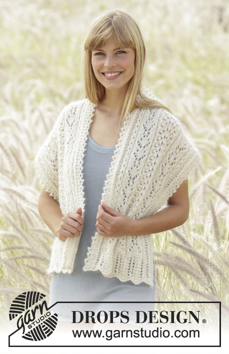 Sweet Alicia / DROPS 167-10 - Knitted DROPS stole with lace pattern and small cables in ”Alpaca” and ”Kid-Silk”.