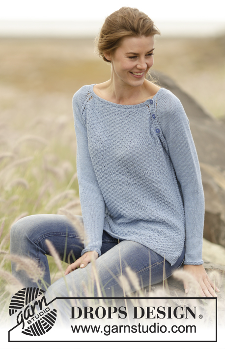 Morning at Home / DROPS 168-28 - Knitted DROPS jumper in double seed st with raglan in ”Belle”. Worked top down. Size: S - XXXL.