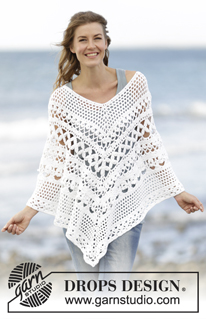 Light's Embrace / DROPS 169-4 - Crochet DROPS poncho with lace pattern, worked top down in ”Paris”. Size S-XXXL.