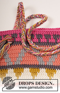 Market Day / DROPS 170-1 - Crochet DROPS bag with color pattern in 2 strands Paris.