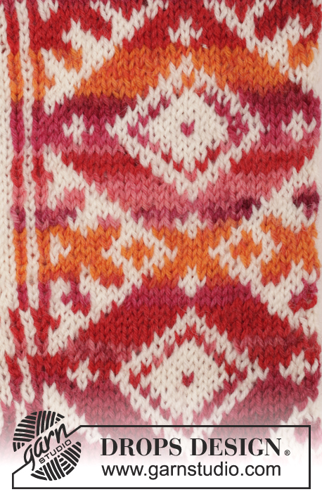 Mexican Sunset / DROPS 170-11 - Stickade DROPS sockor i ”Fabel” med nordiskt mönster, stickade från tån och upp. Stl 35 - 43