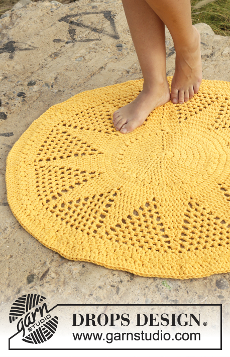 Sol / DROPS 170-39 - Crochet DROPS rug with double crochet and lace pattern in 2 strands Paris.